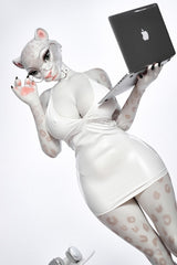 165cm/5ft5 D-cup Full Silicone Furry Sex Doll Velara White