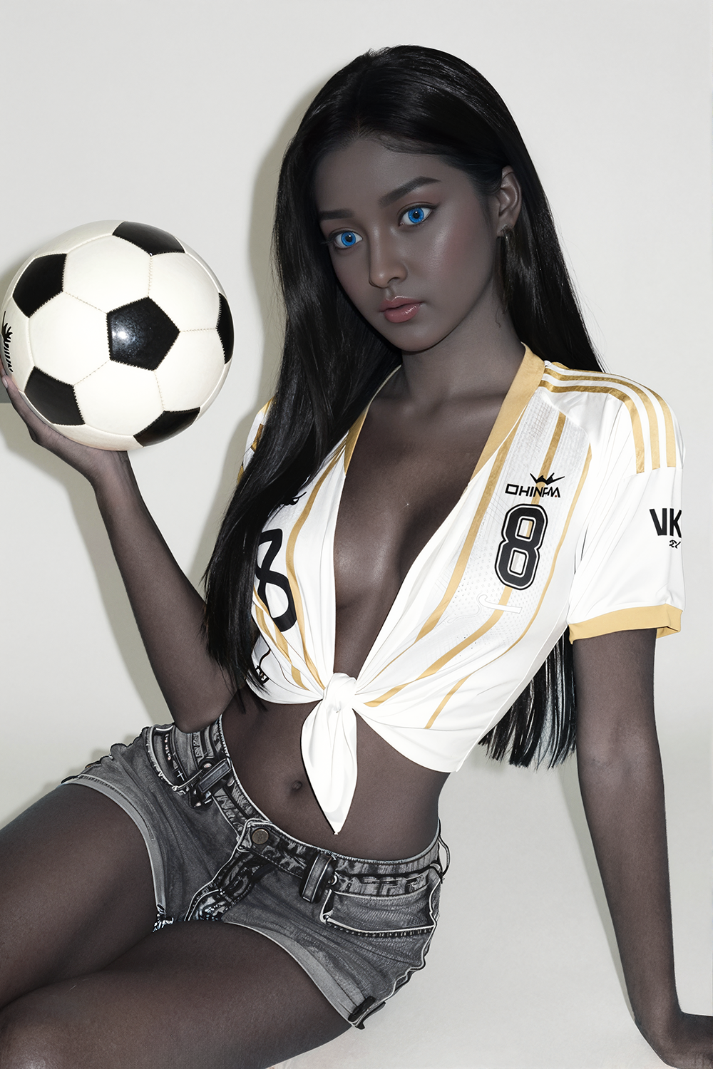 157cm/5ft2 Ebony Hybrid Sex Doll with Silicone Head Vivian #14