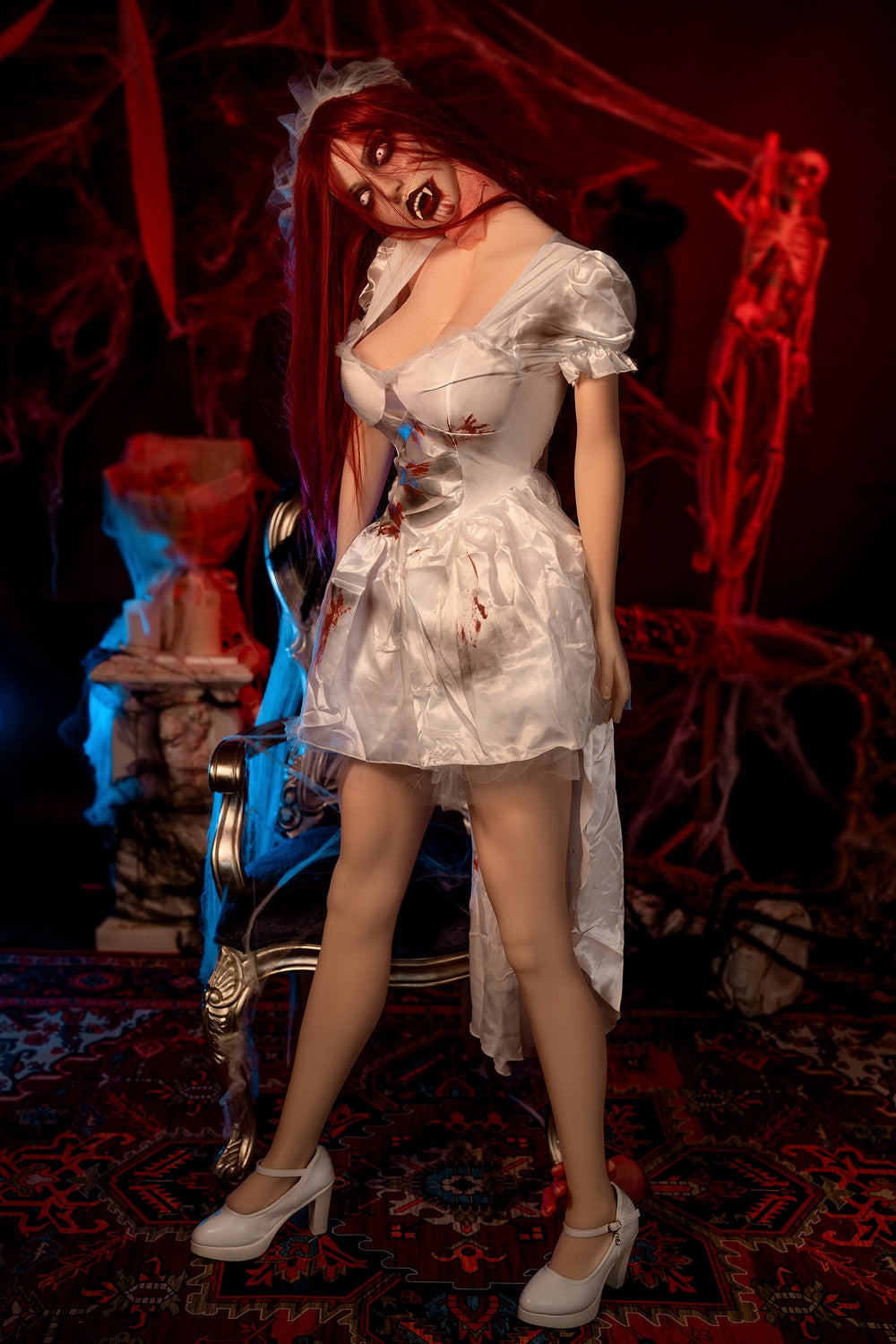 169cm/5ft7 Halloween Zombie Bride Hybrid Sex Doll with ROS Silicone Head Lilith #M7