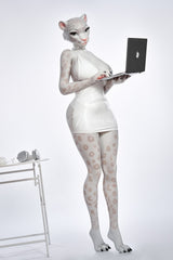 165cm/5ft5 D-cup Full Silicone Furry Sex Doll Velara White