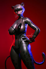 165cm/5ft5 D-cup Full Silicone Furry Sex Doll Velara Black