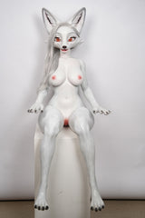 160cm/5ft3 E-Cup Realistic White Fox Furry Full Silicone Sex Doll Sorelle