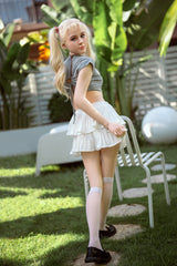 150cm/4ft11 A-Cup Flat Chest Cute Full Silicone Sex Doll Nancy #S22