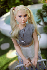 150cm/4ft11 A-Cup Flat Chest Cute Full Silicone Sex Doll Nancy #S22
