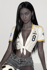 157cm/5ft2 Ebony Hybrid Sex Doll with Silicone Head Vivian #14
